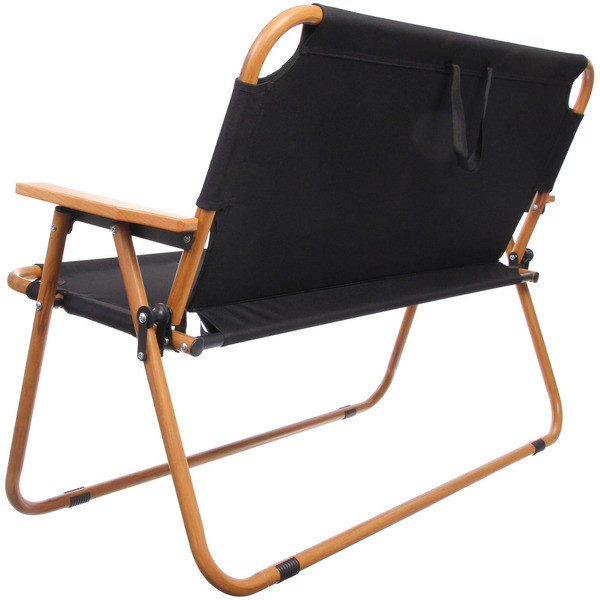 Кресло складное 2-местное с подлокотниками до 160 кг, 113*46*75 см, чёрный, каркас алюминий