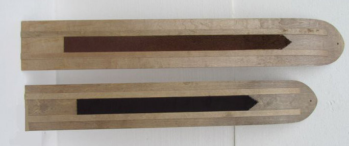 Лыжи Зима (береза, осина 220мм), длина 135 см, с камусом 70 мм(полоска)