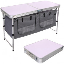 Стол кемпинговый складной 120*47*54-70 см, с 2-мя подвесными отделениями